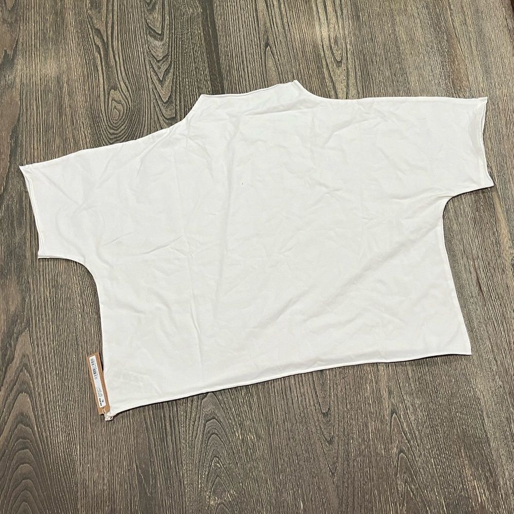 NWT Skims Raw Edge Super Cropped Tee Mock Neck Short Sleeve Stretch Marble 4X